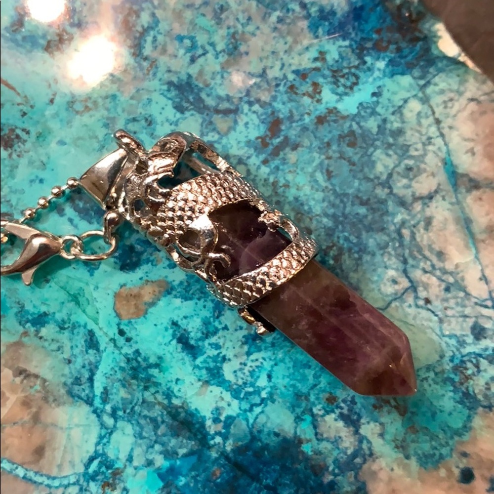 Amethyst pendulum necklace NWOT crystal pagan